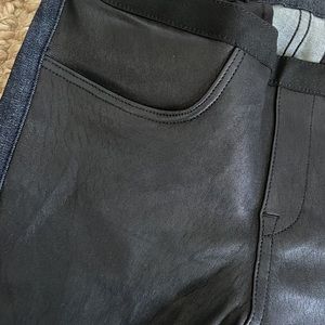 Helmut Lang Lambskin Leather and Denim Leggings